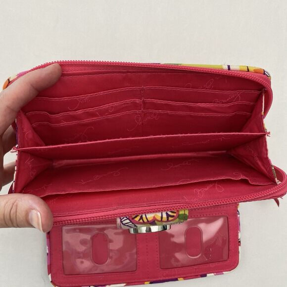 Vera Bradley Wallet Zip Around Turn Lock Organizer Pink Floral Quilted Bloomcore - Picture 5 of 14